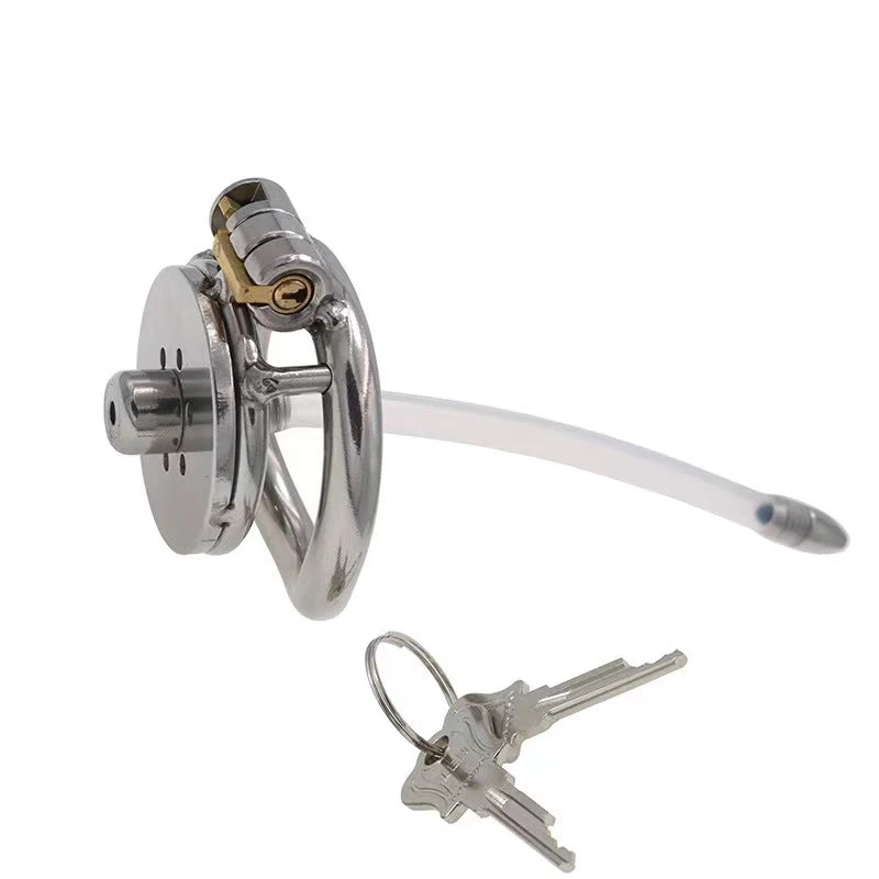 Flat Short Chastity Device With Lock Soft Catheter - Image 2