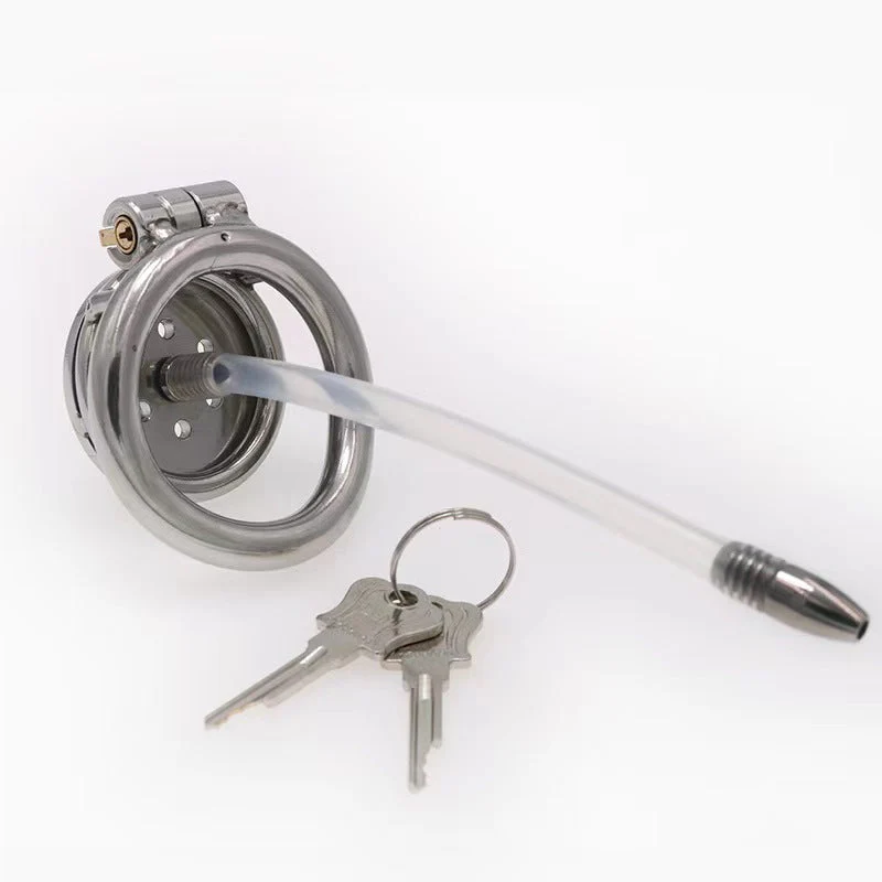 Flat Short Chastity Device With Lock Soft Catheter - Image 5