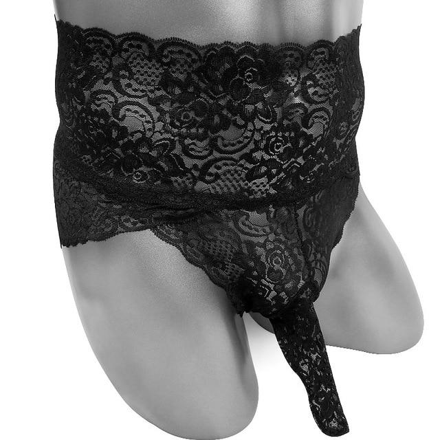 Floral Lace Briefs With Penis Sheath - Image 4