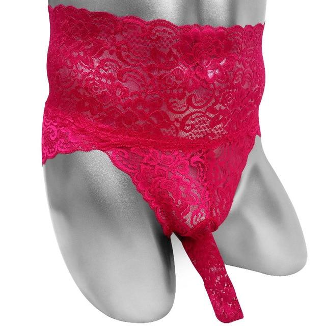 Floral Lace Briefs With Penis Sheath - Image 5