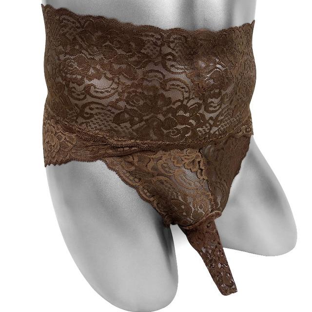 Floral Lace Briefs With Penis Sheath - Image 7