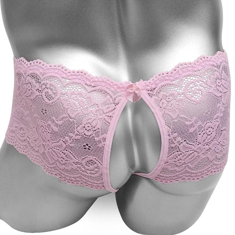 Floral Lace Open Crotch Panties - Image 3
