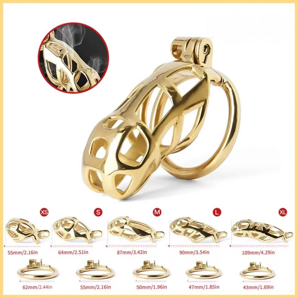Gold Stainless Steel MAMBA Chastity Cage - Image 11