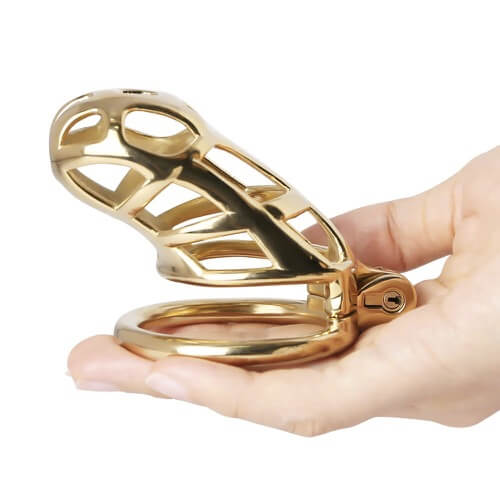 Gold Stainless Steel MAMBA Chastity Cage - Image 3