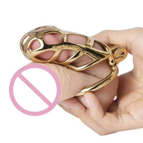 Gold Stainless Steel MAMBA Chastity Cage - Image 4