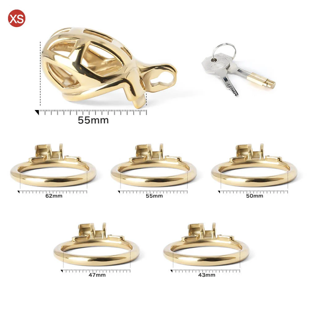 Gold Stainless Steel MAMBA Chastity Cage - Image 6