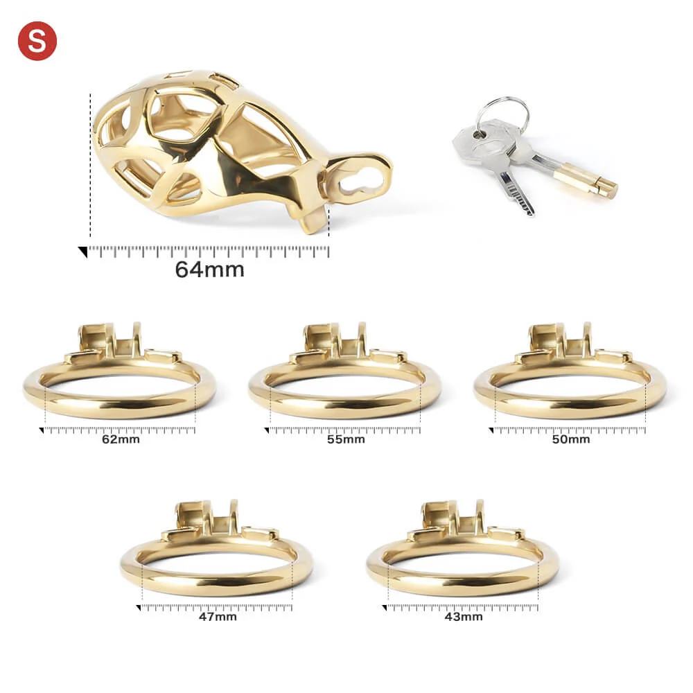 Gold Stainless Steel MAMBA Chastity Cage - Image 7