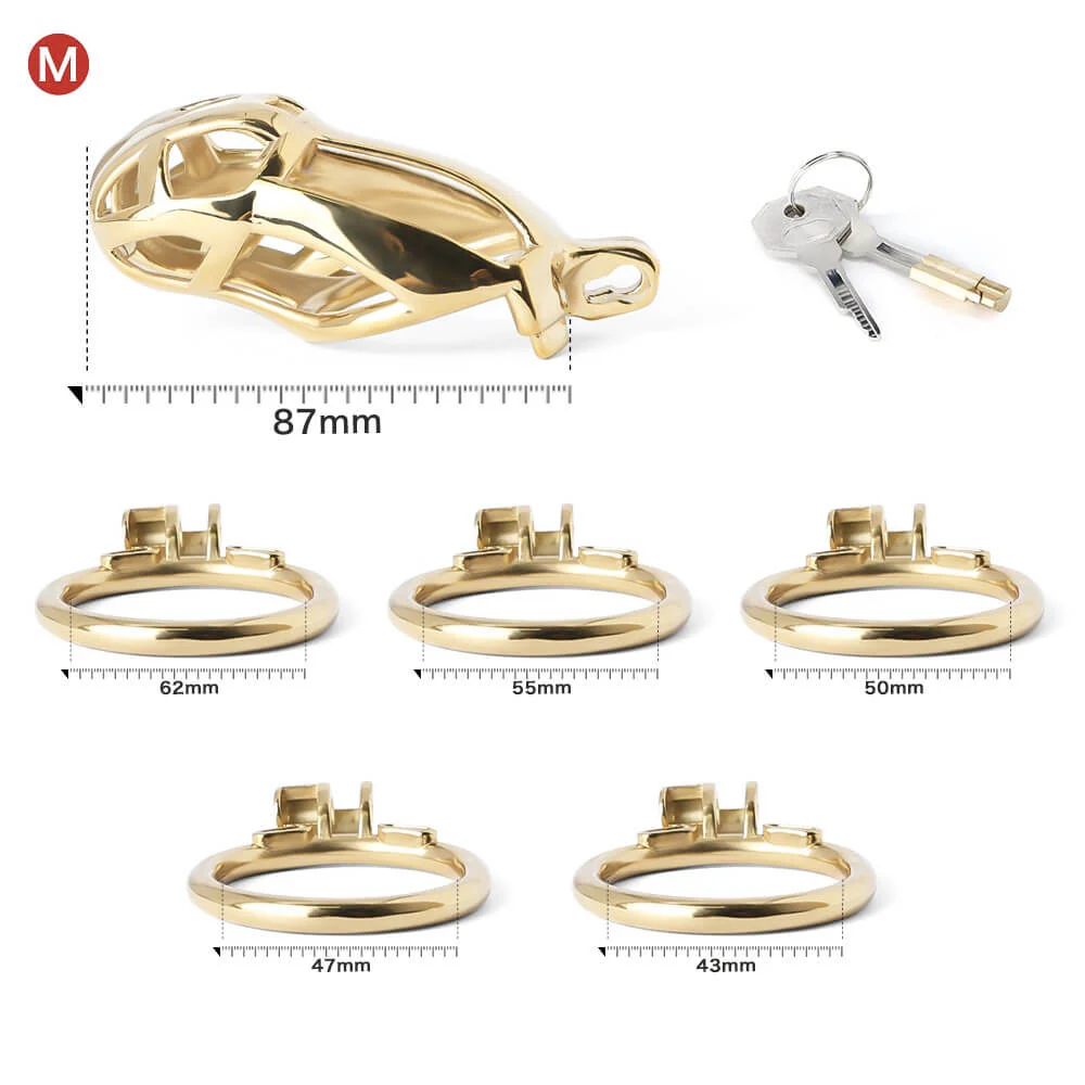 Gold Stainless Steel MAMBA Chastity Cage - Image 8