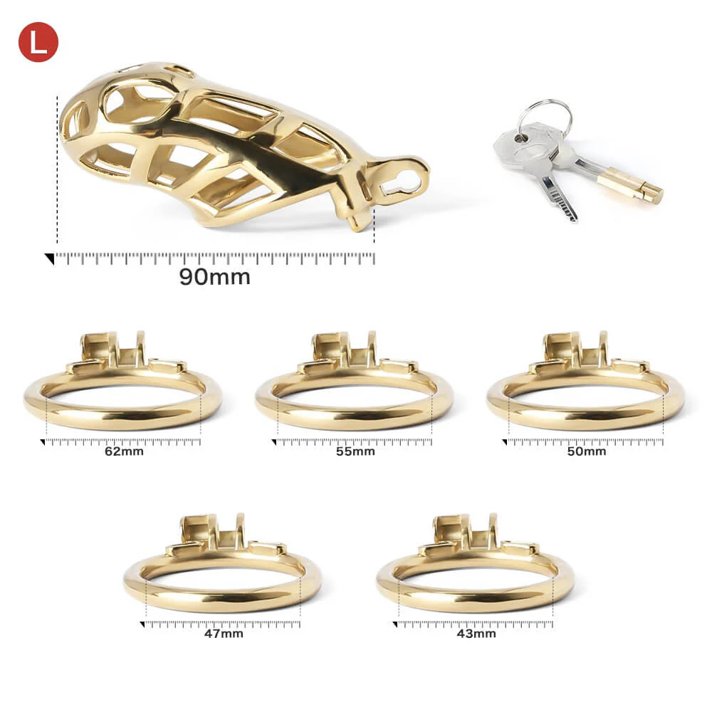 Gold Stainless Steel MAMBA Chastity Cage - Image 9