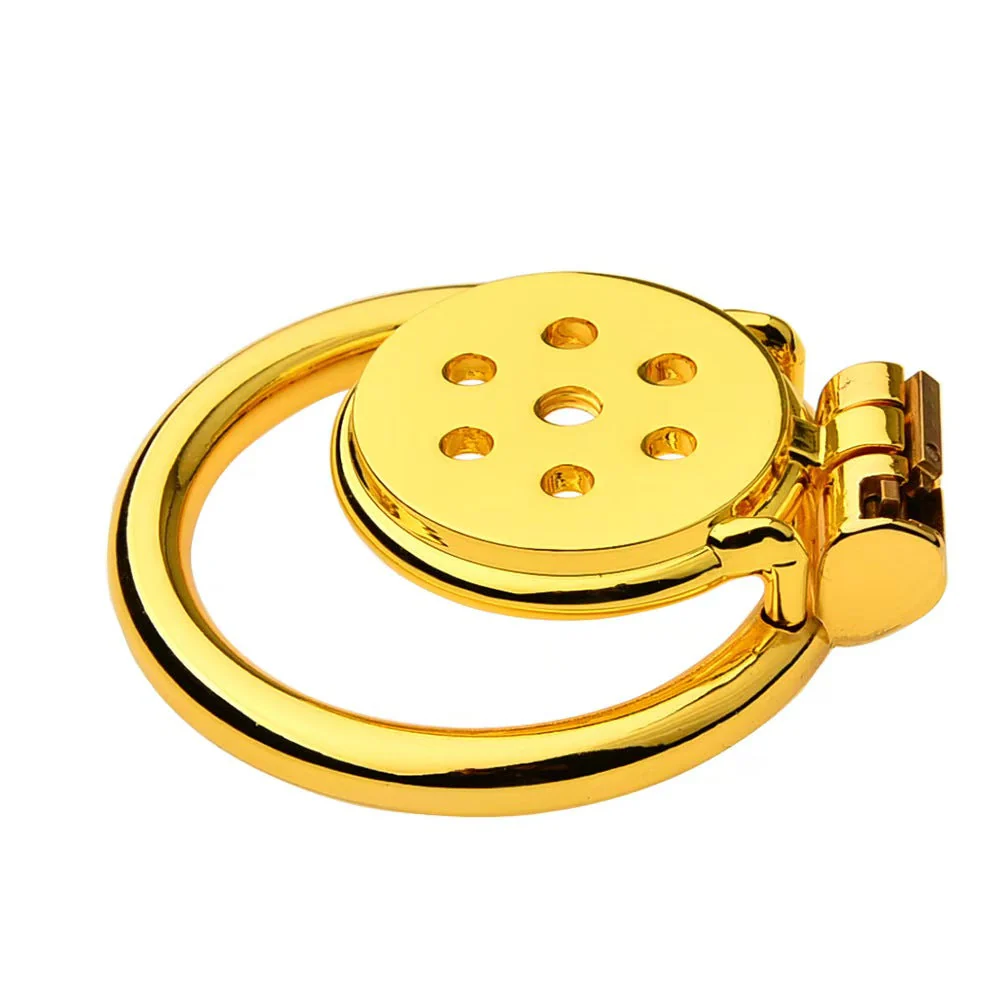 Golden Flat Metal Chastity Cage - Image 4