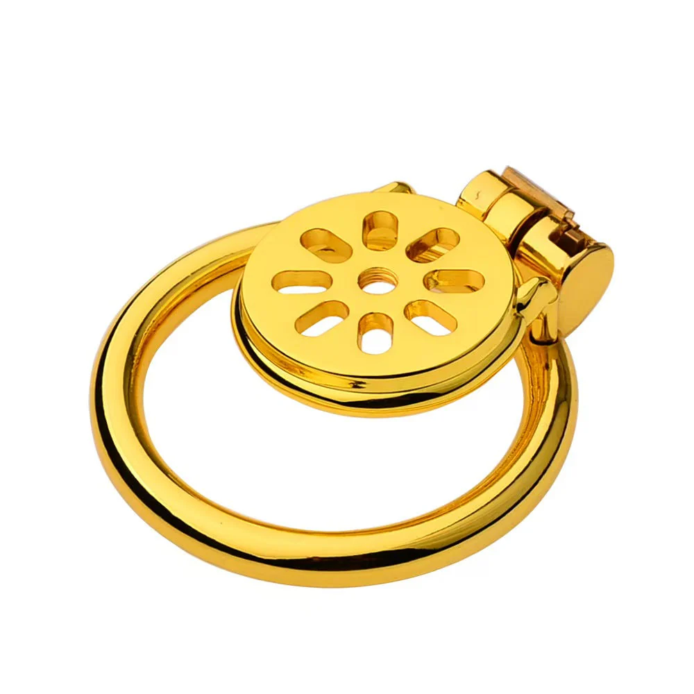 Golden Flat Metal Chastity Cage - Image 6