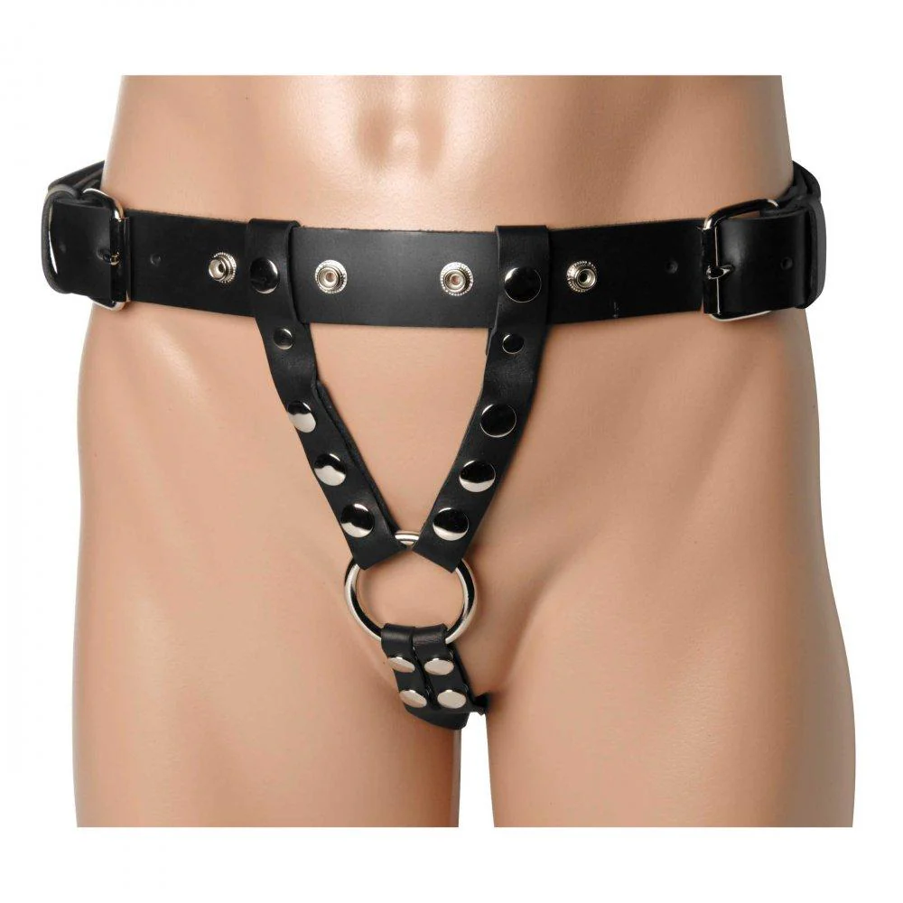 Double Penetration Premium Leather Dildo Harness for Men - Image 3