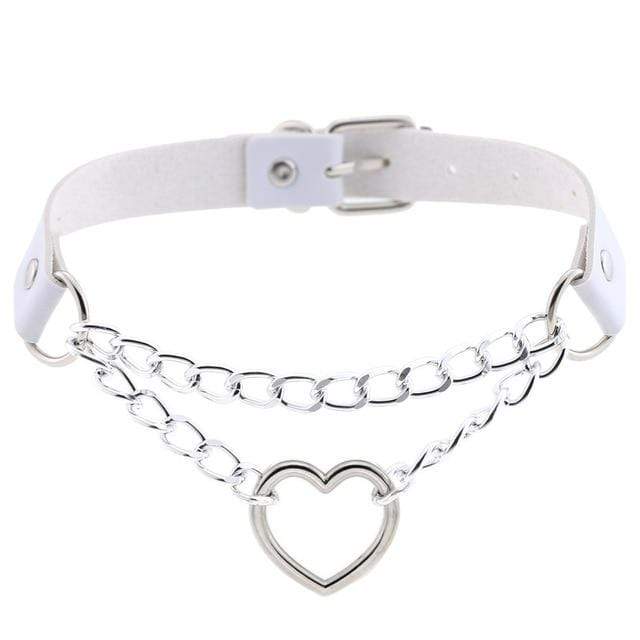 Heart in Chains Leather Choker - Image 2