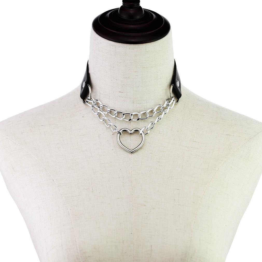 Heart in Chains Leather Choker - Image 3