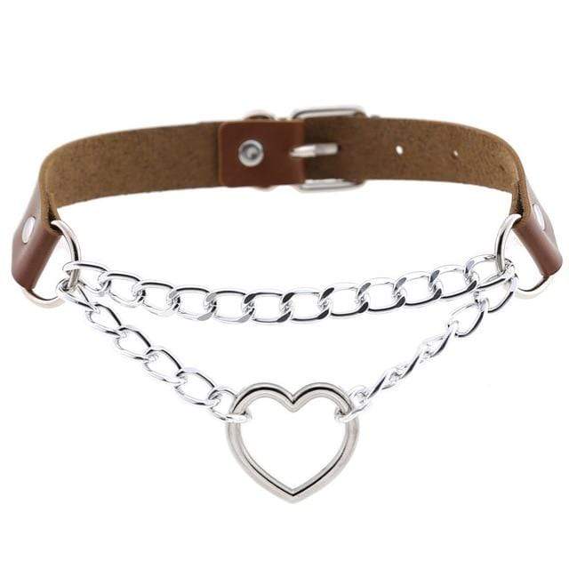 Heart in Chains Leather Choker - Image 7