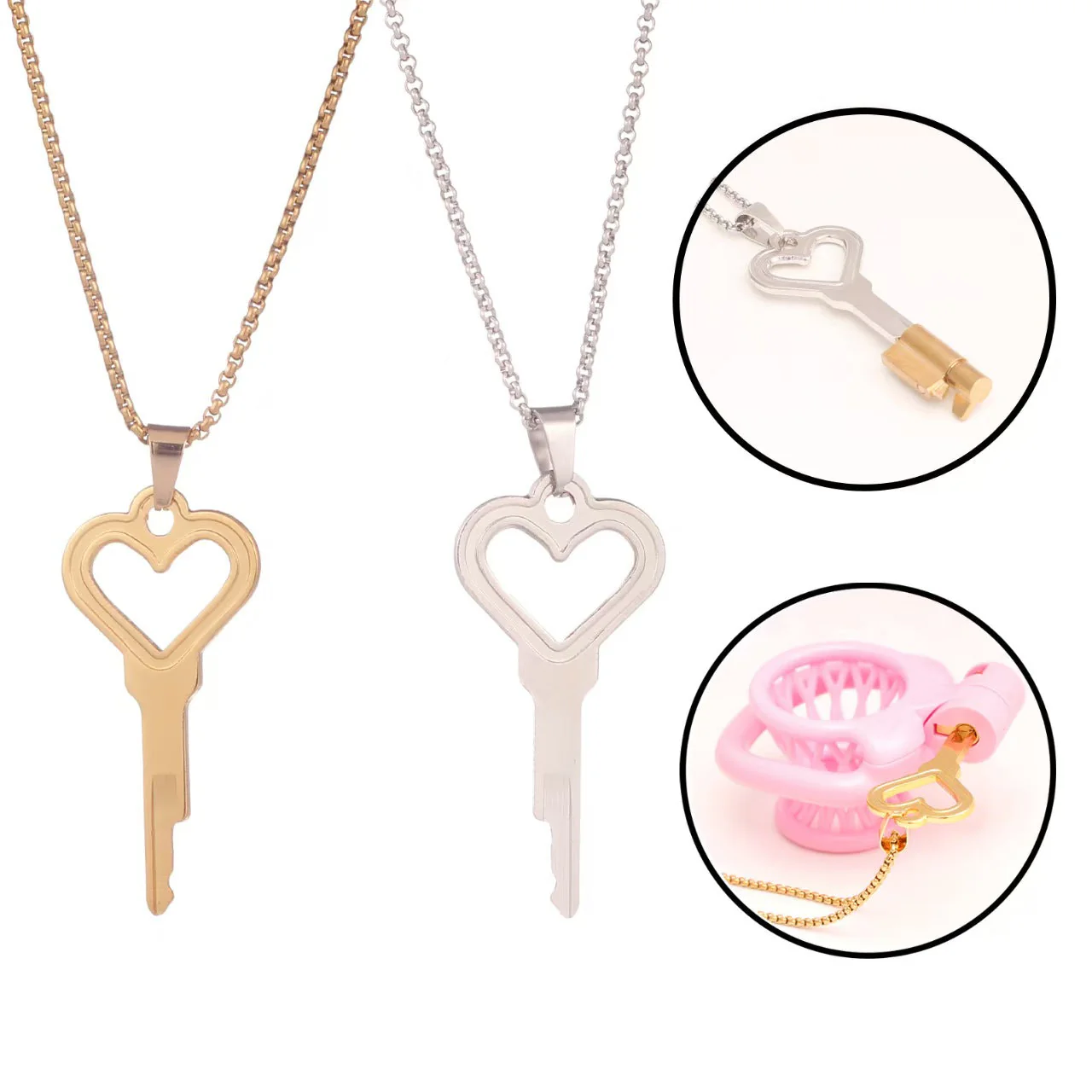Heart Shaped Chastity Key Necklace - Image 4