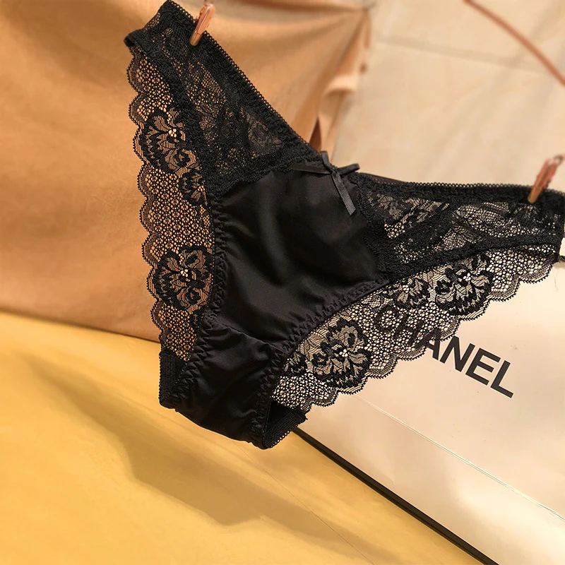 Hollow Out See-through Ice Silk Satin Seamless Panties - Image 2
