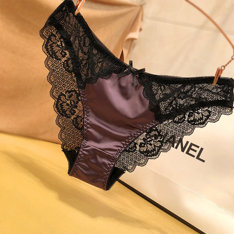 Hollow Out See-through Ice Silk Satin Seamless Panties - Image 3
