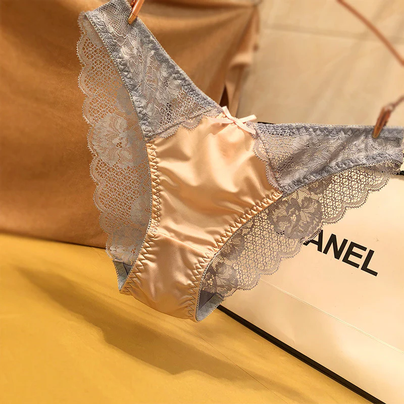 Hollow Out See-through Ice Silk Satin Seamless Panties - Image 4