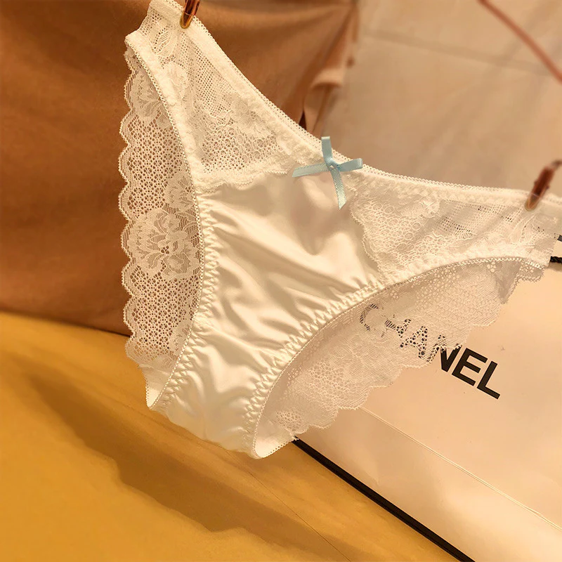 Hollow Out See-through Ice Silk Satin Seamless Panties - Image 5