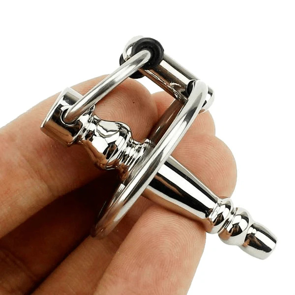 Hollow Stainless Penis Plug With Cock Ring - Image 2