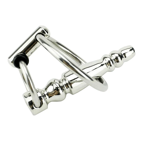 Hollow Stainless Penis Plug With Cock Ring - Image 4