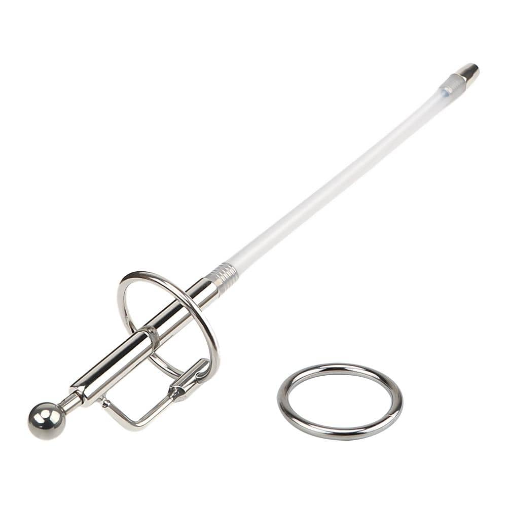 Hollow Stainless Steel and Rubber Penis Plug - Image 4