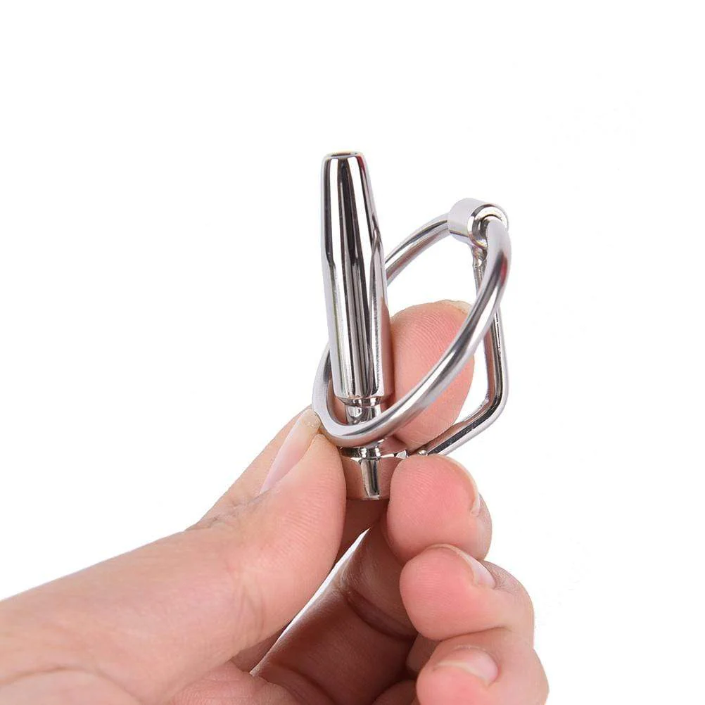Hollow Steel Urethral Dilator With Cock Ring - Image 3