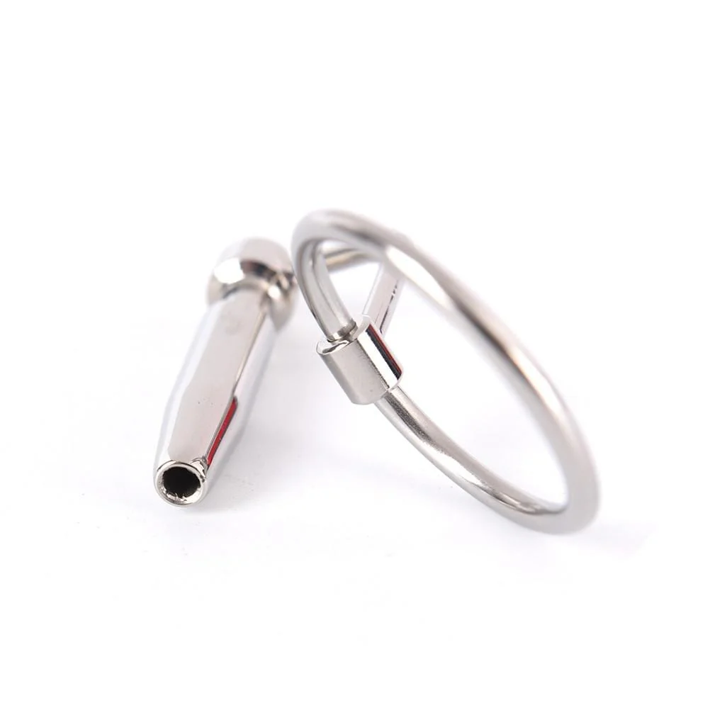Hollow Steel Urethral Dilator With Cock Ring - Image 6
