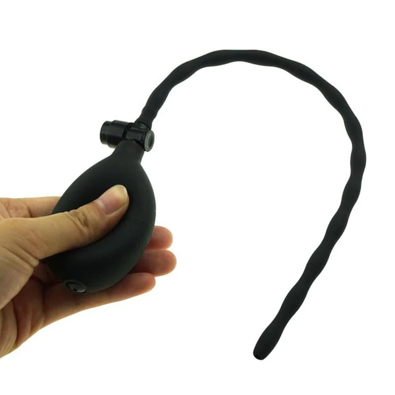 Inflatable Beaded Black Silicone Urethral Sound - Image 4