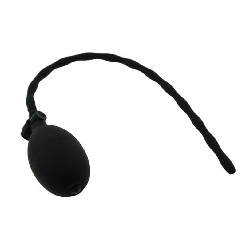 Inflatable Beaded Black Silicone Urethral Sound - Image 5