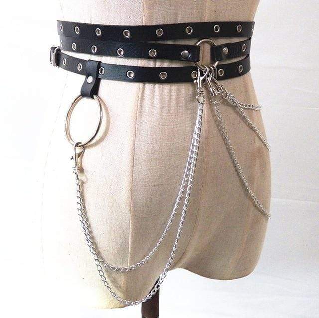 Leather and Chains BDSM Belt - Image 2