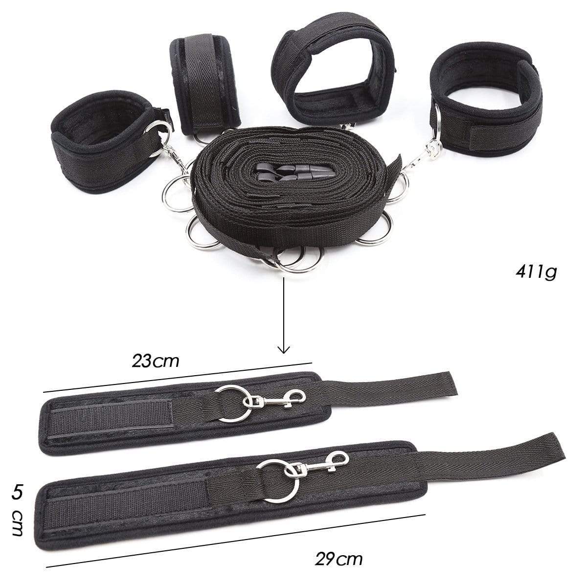 6-Piece Black Nylon Bondage Set - Image 3