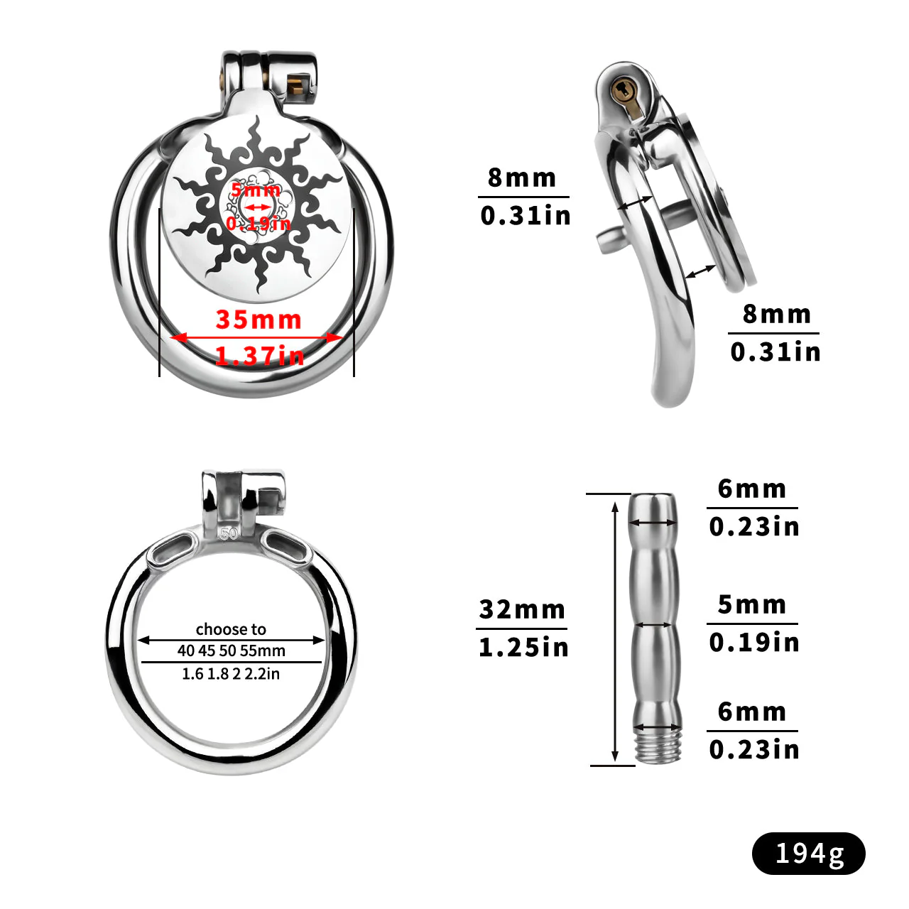 Lotus Steel Flat Chastity Cage - Image 4