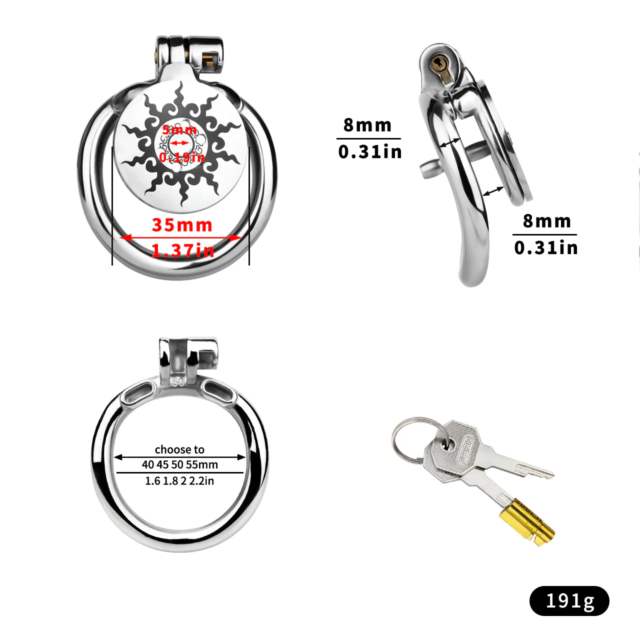 Lotus Steel Flat Chastity Cage - Image 5