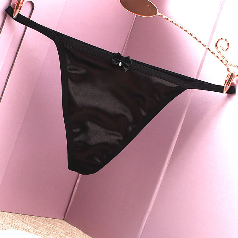 Luxury Satin Thong Sexy Bow Tie T Pants - Image 3