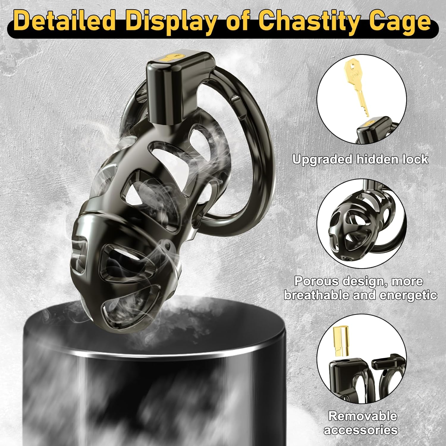 Male Metal Cock Chastity Cage - Image 3