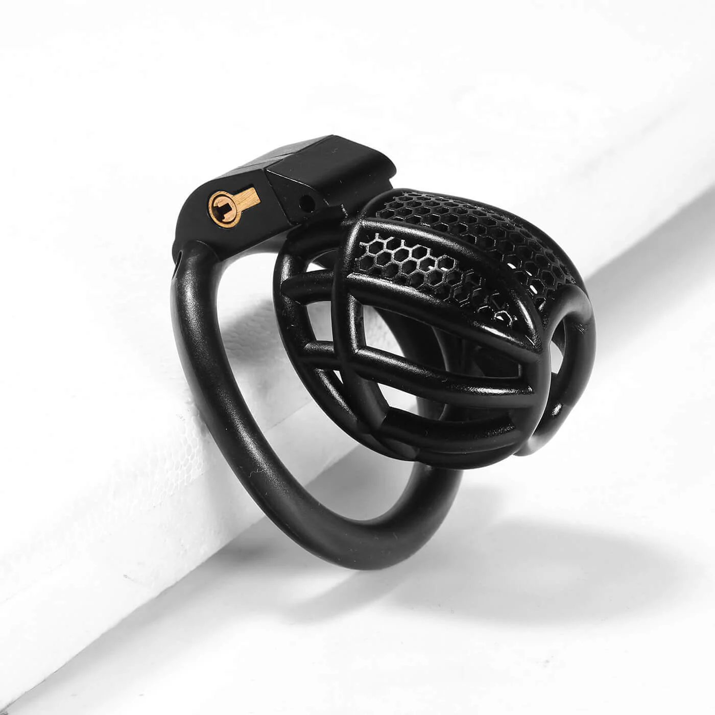 Mini Honeycomb Chastity Device With 4 Ring - Image 7