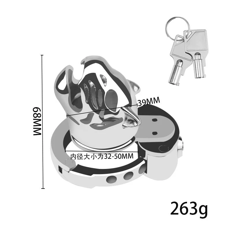 New BDSM Tiger Head Adjustable Male Chastity Cage - Image 4