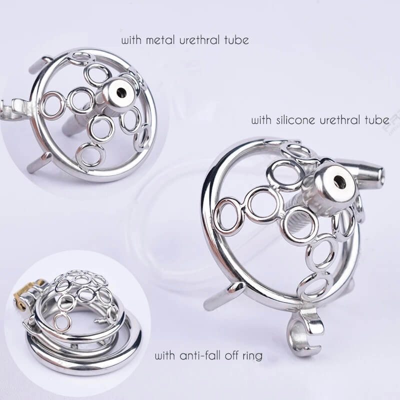 New Sissy Metal Welded Circles Chastity Cage - Image 5
