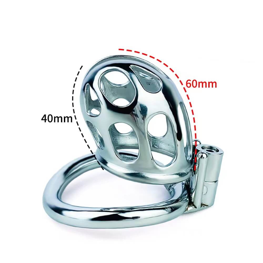 New Stainless Steel Chastity Cage With Uneven Ring - Image 6