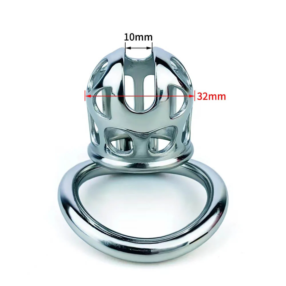 New Stainless Steel Chastity Cage With Uneven Ring - Image 7