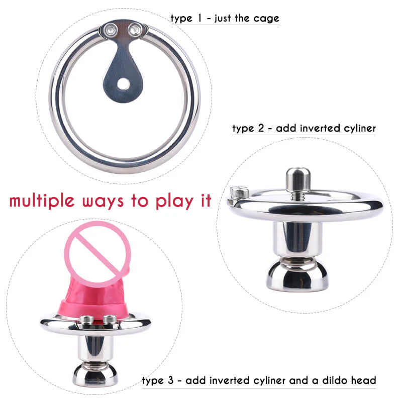 Penis Dildo Head New Stainless Steel Negative Chastity Cage - Image 12