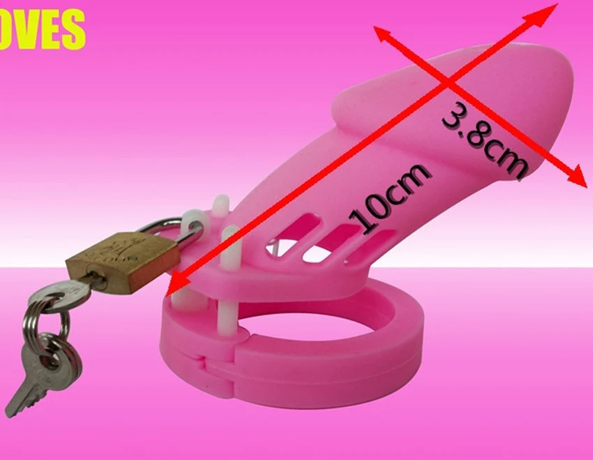 Silicone Chastity Cage  Perverse Pink(all rings included) - Image 3