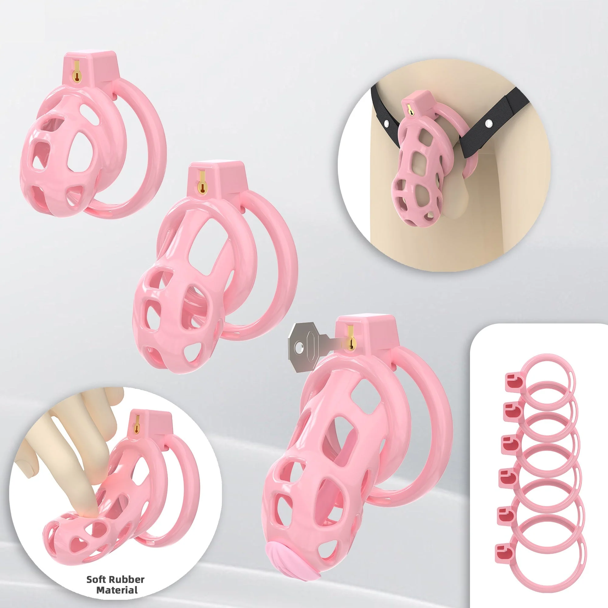 Pink Silicone Cobra Chastity Cage