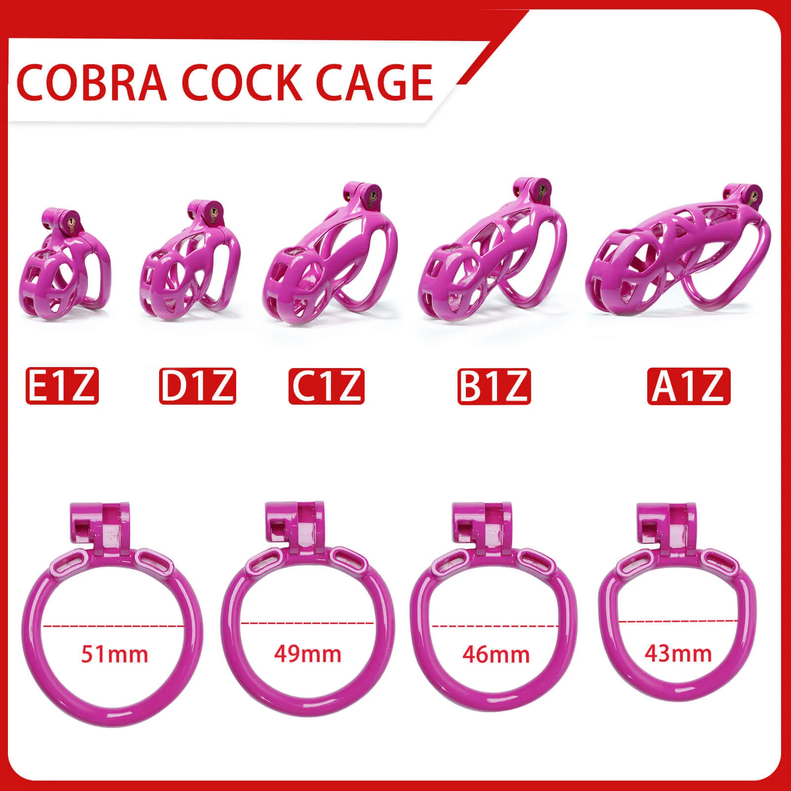 Purple Cobra Chastity Cage Kit 1.77 To 4.13 Inches Long - Image 2