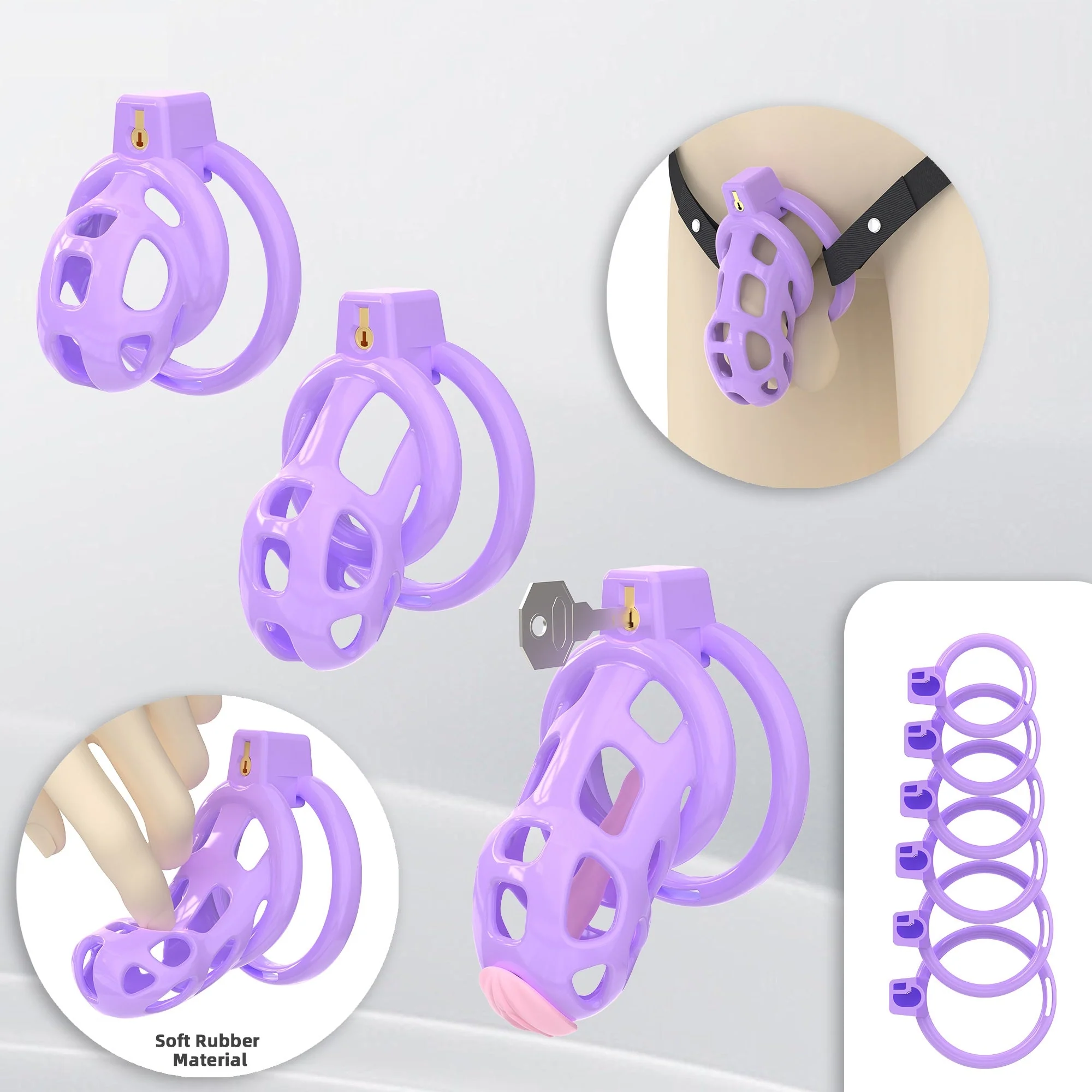 Purple Cobra Silicone Chastity Cage