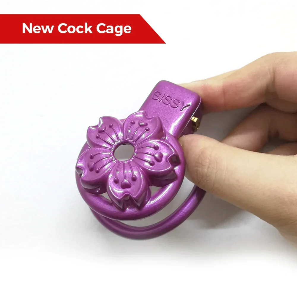 Purple SISSY Petal Chastity Cage - Image 4