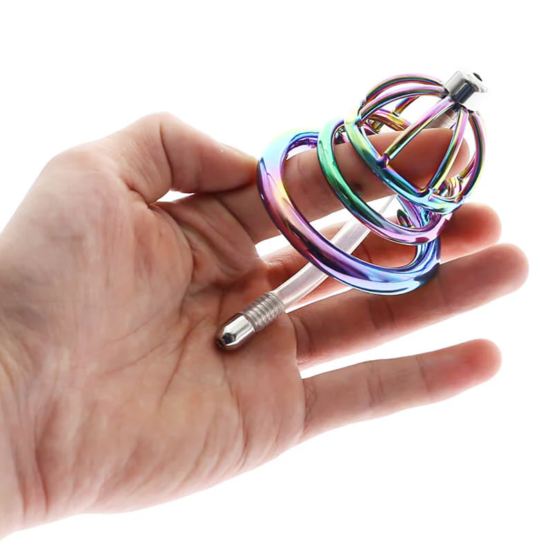 Rainbow Cock Cage With Urethral Catheter - Image 2