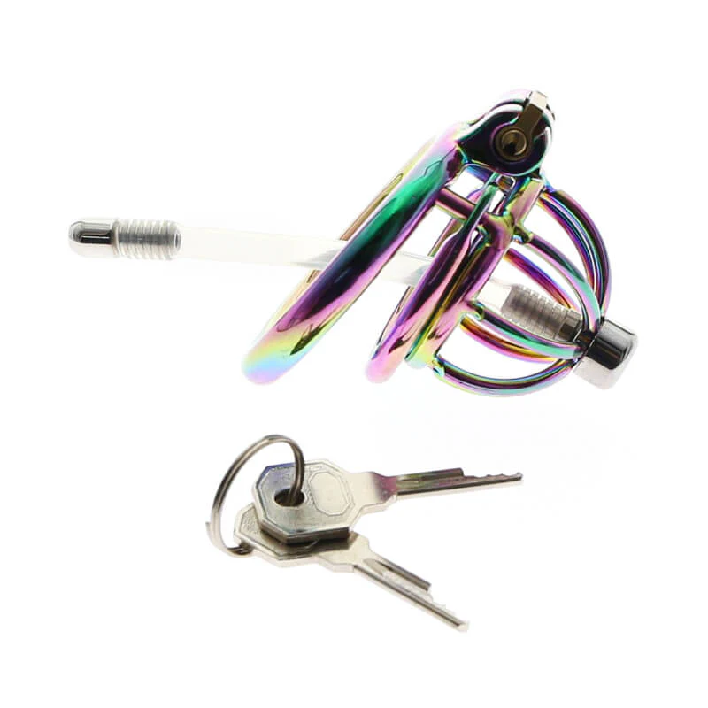Rainbow Cock Cage With Urethral Catheter - Image 3